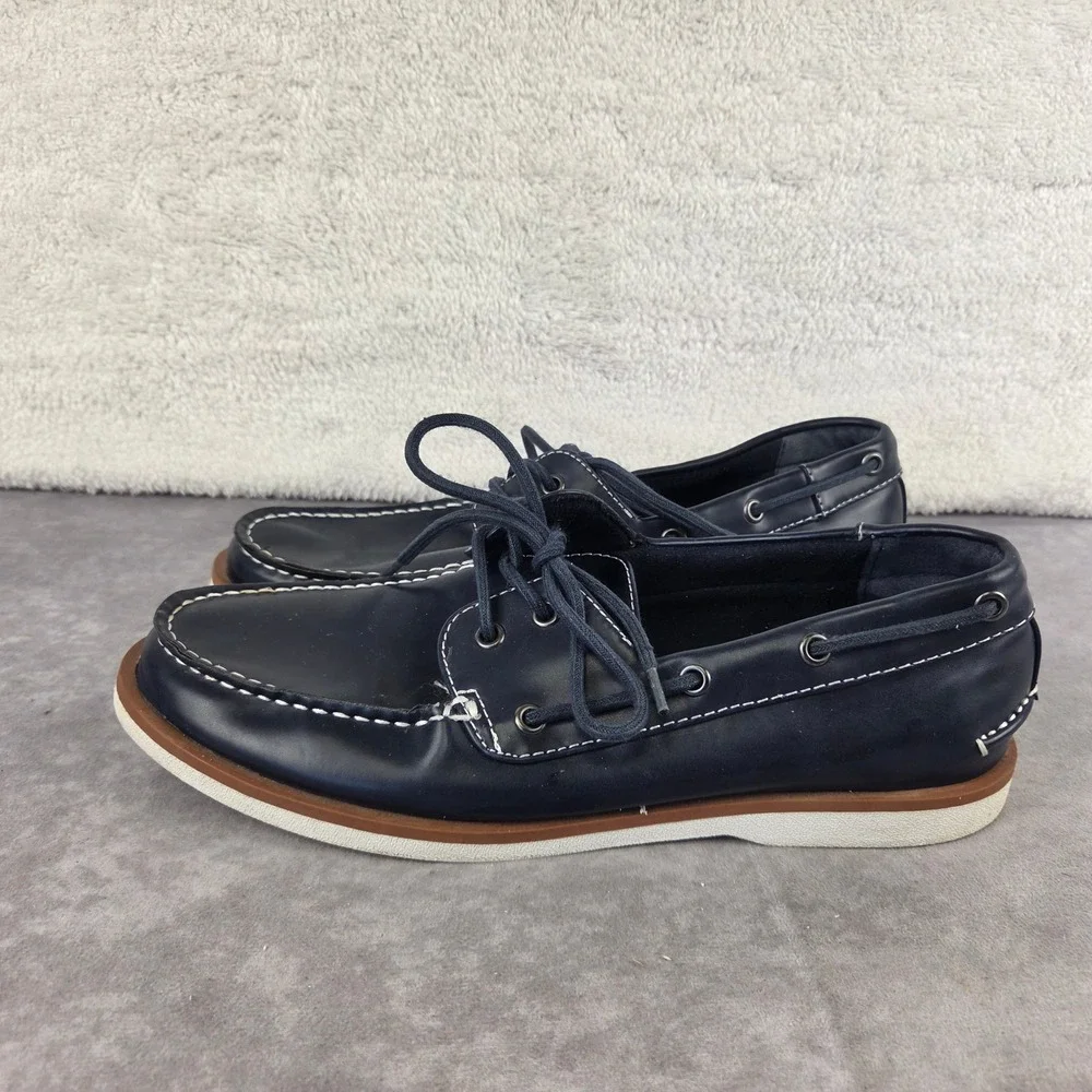 Unlisted Kenneth Cole Santon Boat Shoes Mens 10 Navy Blue Deck Shoes S2001